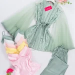 موديل بيجامه 3 قطع ستان كود 6071