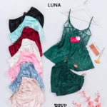 موديل بيجامه قطعتين شورت ستان كود 7004