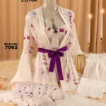 موديل بيجامة ستان 3 قطع كود 7062