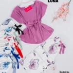 موديل بيجامة ستان بنطلون منقوش كود 7089