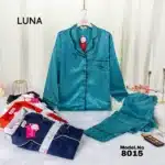 موديل بيجامة ستان قطعتين كود 8015