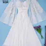 موديل صباحيه طويل أبيض كود 9124