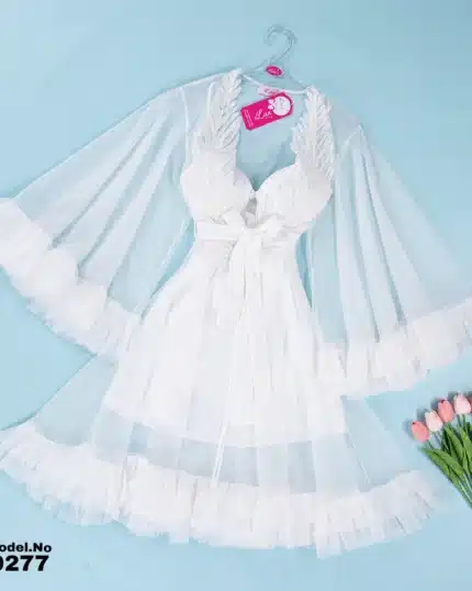 طقم صباحيه قصير أبيض كود 9277