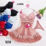 قميص نوم بيبي دول مطرز موديل 9176