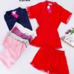 بجامة ساتان نصف كم كود 9276